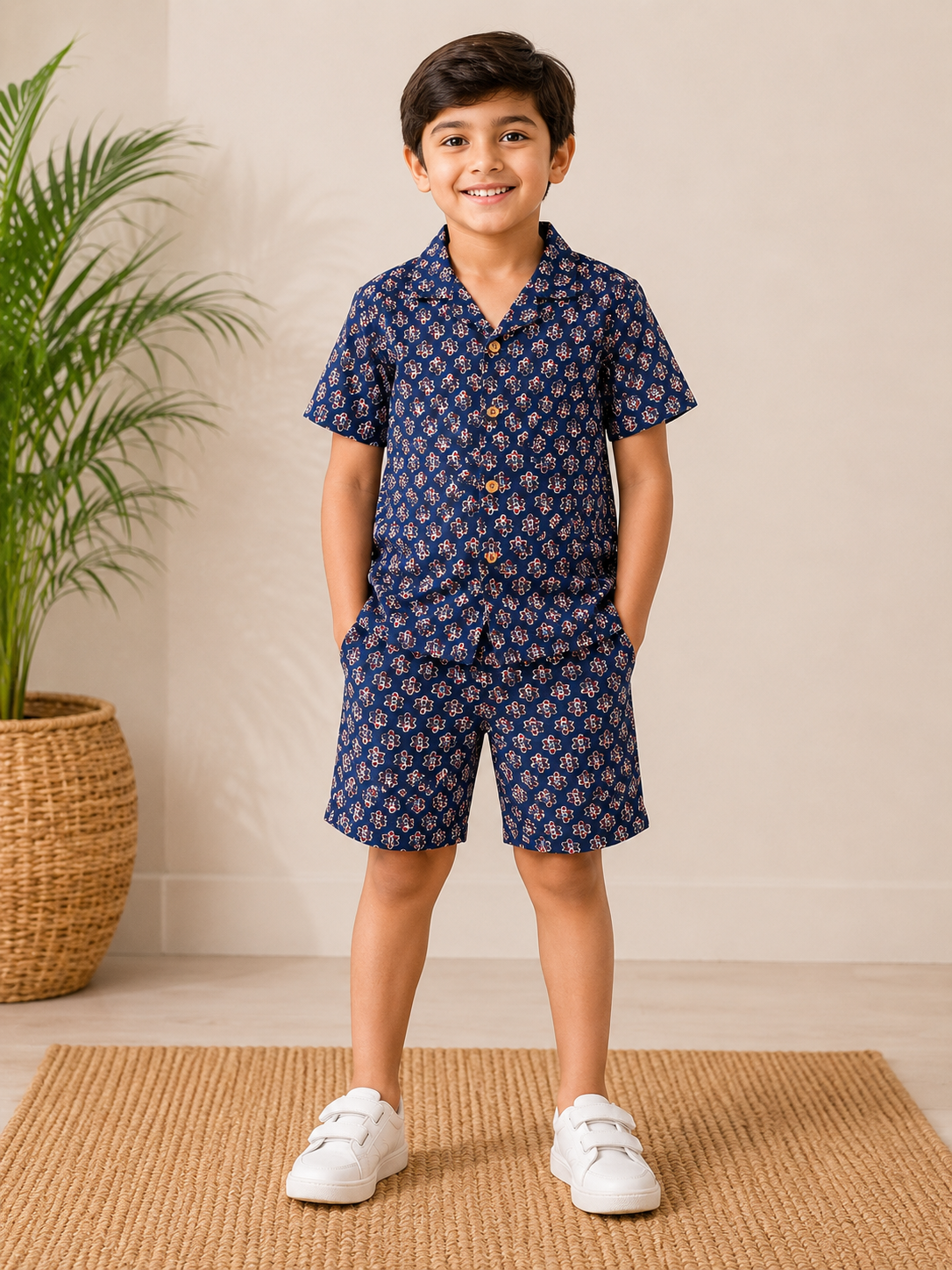 Kids Navy Printed Co-Ord Set
