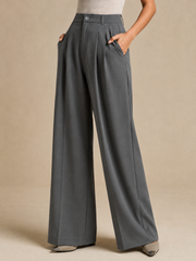 Women’s Korean Linen Blend Pleated Wide-Leg Pants