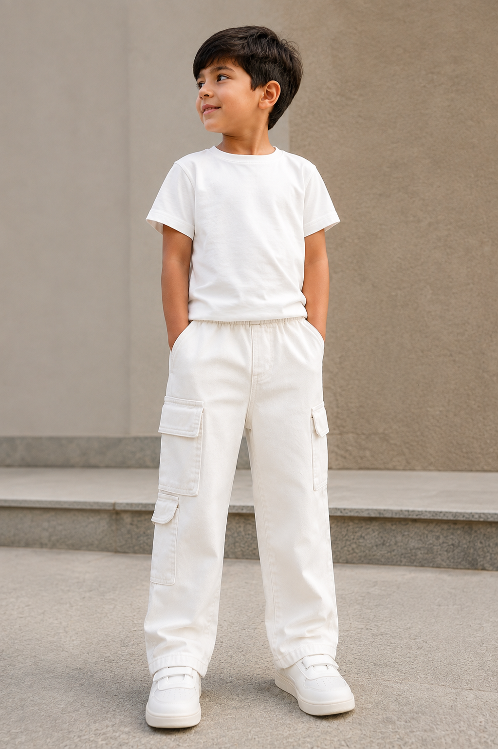 Kids’ Multi-Pocket Cargo Pants with Elastic Waist – Casual Utility Style