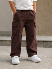Kids’ Multi-Pocket Cargo Pants with Elastic Waist – Casual Utility Style