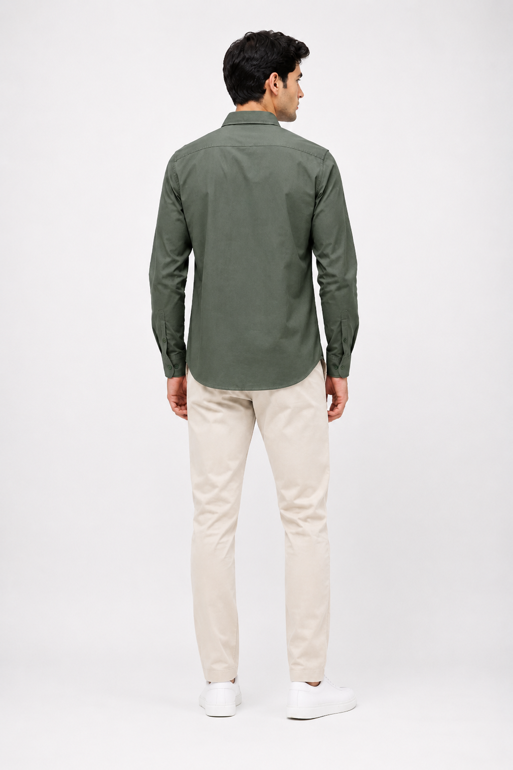 Men’s Olive Green Solid Full-Sleeve Shirt