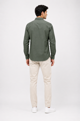 Men’s Olive Green Solid Full-Sleeve Shirt