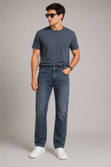 Classic Straight-Leg Stretch Jeans - Dark Grey