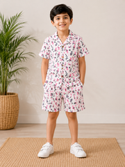 Kids’ Cute Puppy Print Shirt & Shorts Co-Ord Set